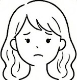 女性（困った顔のイラスト）